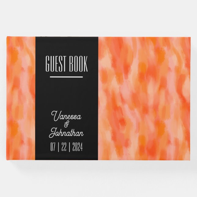 Modernes, einfaches Peach Wedelbuch Gästebuch (Vorderseite)