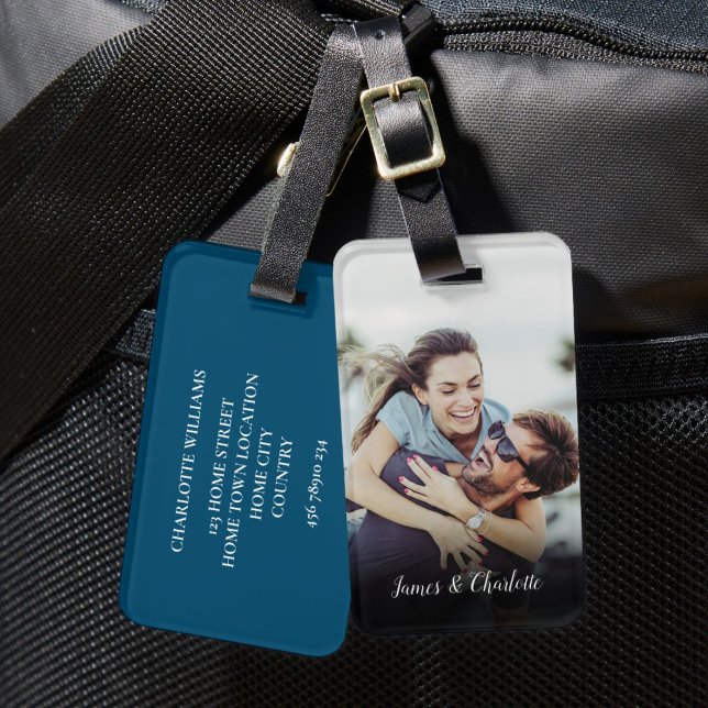 Modernes, einfaches Personalisiertes Foto Gepäckanhänger (Modern Simple Personalized Couple Photo Luggage Tag)
