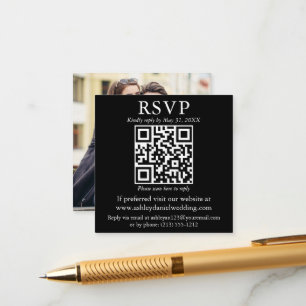 Modernes einfaches QR-Foto Hochzeit von Black UAWG Begleitkarte