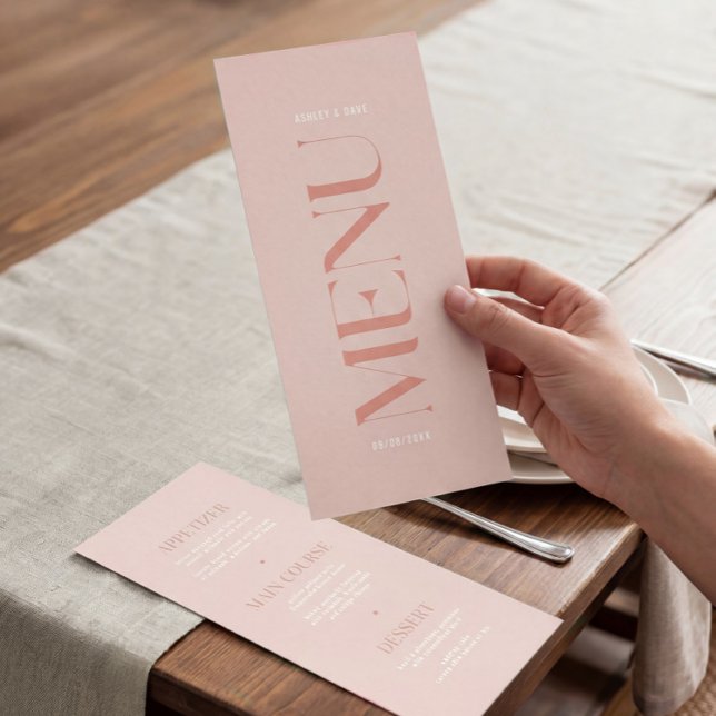 Modernes einfaches rosa Edge Wedding Menu Menükarte (Von Creator hochgeladen)