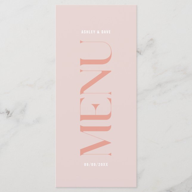 Modernes einfaches rosa Edge Wedding Menu Menükarte (Vorderseite)