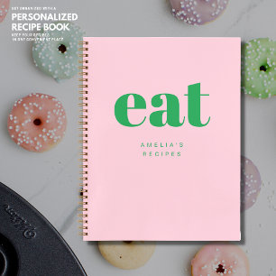 Modernes, einfaches Rosa und grünes, individuelles Notizbuch
