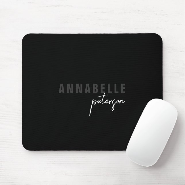 Modernes einfaches Schwarz-Weiß-Minimal-Skript Mousepad (Mit Mouse)