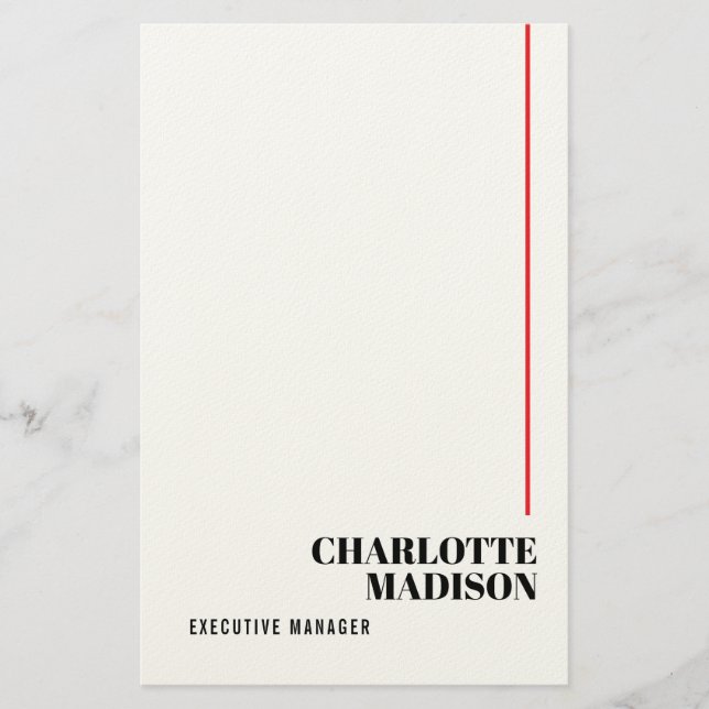 Modernes einfaches Schwarz-Weiß-Trendy-Minimalist- Briefpapier (Vorderseite)