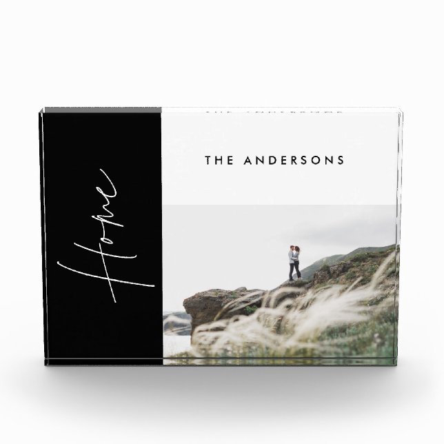 modernes, einfaches, schwarzes Zuhause-Foto-Famili Fotoblock (Vorderseite)