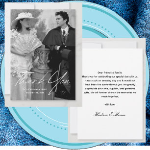 Modernes, einfaches Script Classic Foto Wedding Cu Dankeskarte