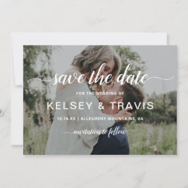 Modernes einfaches Script-Foto Elegante Hochzeit Save The Date