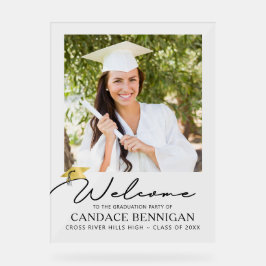 Modernes, einfaches Script Graduate Welcome Foto Acrylschild
