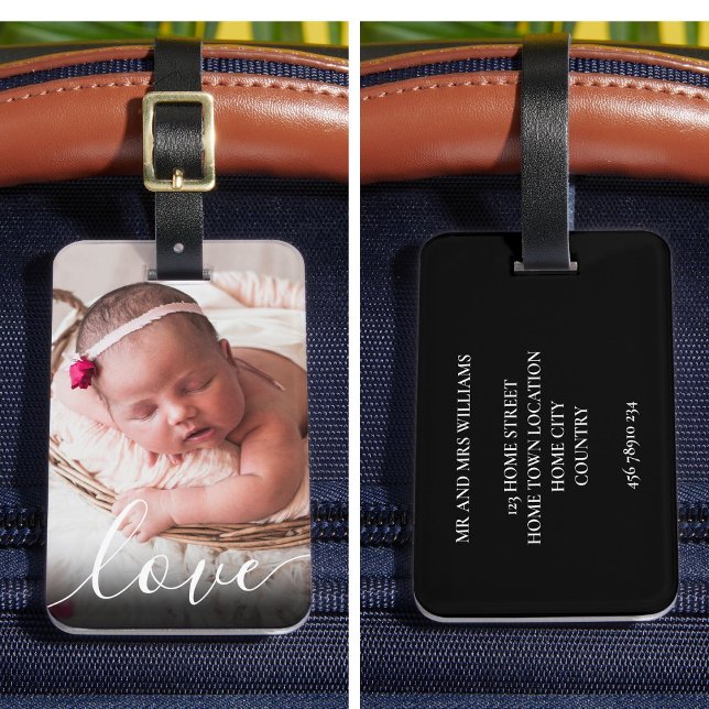 Modernes, einfaches Script-Liebe Baby Foto Gepäckanhänger (Modern Simple Script Love Baby Photo Luggage Tag)