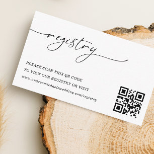 Modernes einfaches Script QR Code Wedding Gift Reg Begleitkarte