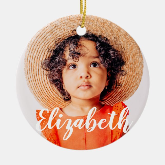 Modernes, einfaches Skript, das Ihren Namen und Ih Keramik Ornament (Vorne)