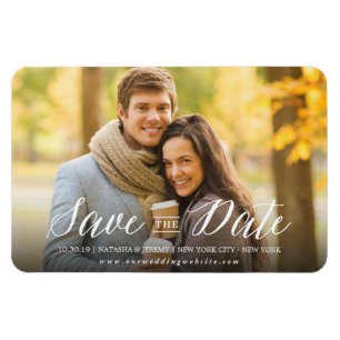 Modernes, einfaches Skript-Save the Date-Foto Magn Magnet