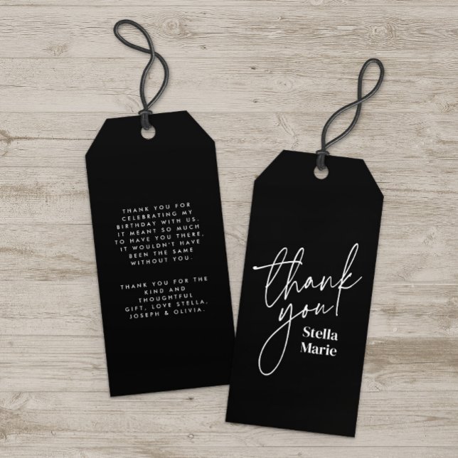 Modernes, einfaches Skript Schwarz-weiß vielen Dan Geschenkanhänger (Von Creator hochgeladen)