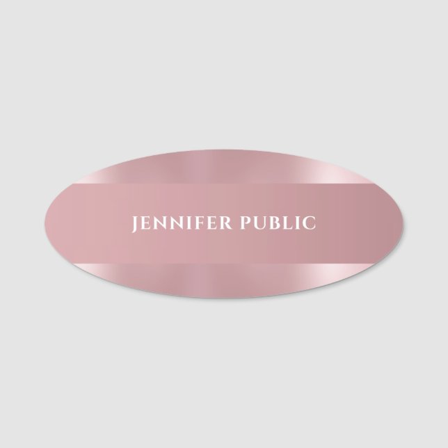 Modernes Einfaches Template Elegante Rose Namensschild (Vorderseite)