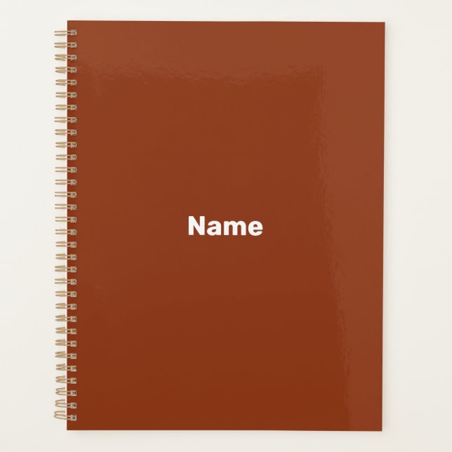 Modernes, einfaches Terracotta-individuelle Name-M Planer (Vorderseite)