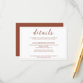 Modernes, einfaches Terracotta Rost bei weißer Hoc Begleitkarte