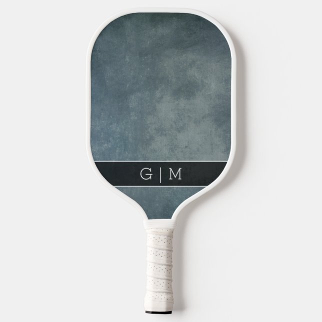 Modernes, einfaches, texturiertes Monogramm Pickleball Schläger (Rückseite)