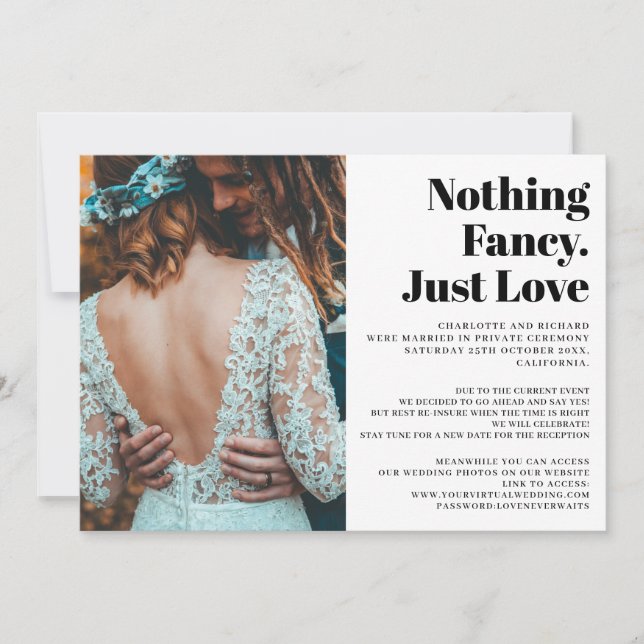 Modernes, einfaches und einfaches Liebe-Ehering-Fo Ankündigung (Vorderseite)