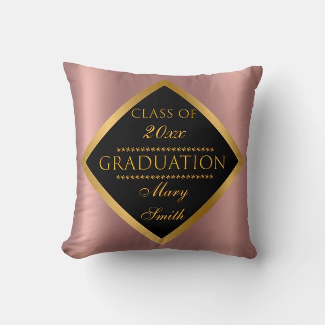 Modernes, einfaches und individuelles Gold Pink Kissen (Vorderseite)