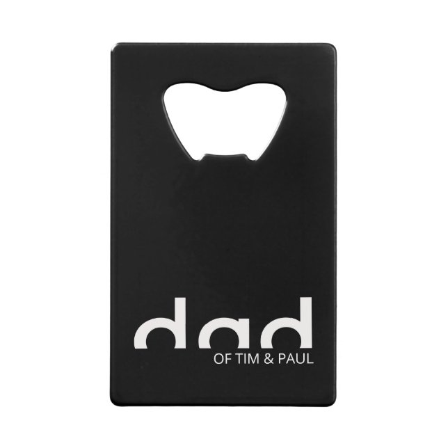 Modernes, einfaches Vater-Design mit Kindernamen Geldbeutel Flaschenöffner (Vorderseite)