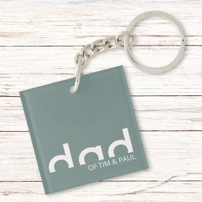 Modernes, einfaches Vater-Design mit Kindernamen Schlüsselanhänger (Von Creator hochgeladen)