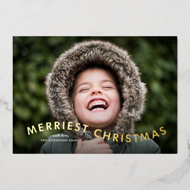 Modernes, einfaches Weihnachts-Foto Folien Feiertagskarte (Vorderseite)