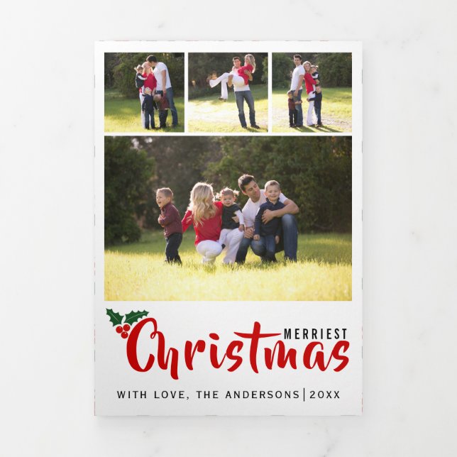 Modernes, einfaches Weihnachtsgebäck mit Foto Dreifach Gefaltete Urlaubskarte (Cover)