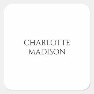 Modernes Einfaches Weißes Trendiges Minimalistisch Quadratischer Aufkleber