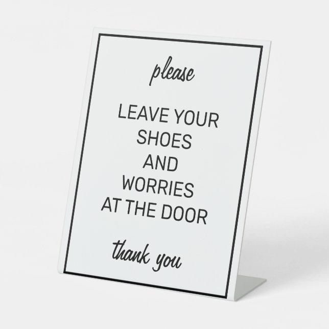 Modernes, einfaches White Remove Shoes Counter Sig Sockelschild (Vorderseite)