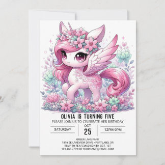 Modernes Einhorn Digital Geburtstag Einladung