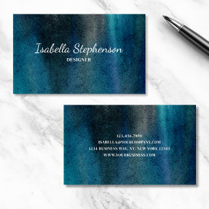 Modernes, einzigartiges Aquarell Blau Grün Minimal Visitenkarte