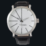 Modernes, einzigartiges Design Cool Elegant Mit Mo Armbanduhr<br><div class="desc">Kreieren Sie Ihre eigenen, personalisierten, trendigen coolen, einzigartigen modernen stilvollen eleganten schwarz-weiß Design Dreiecke Stunden, mit Monogramm, gemein Vintage Look schwarzen Lederband, Legierung Gehäuse, Handgelenke Uhr. Geben Sie einfach Ihren Namen / Monogramm / Initialen ein, um Ihre Wünsche anzupassen. Macht ein großartiges Geschenk, zum Geburtstag, Abschluss, Vatertag, Weihnachten, Feiertage, Hochzeit,...</div>