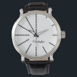 Modernes, einzigartiges Design Cool Elegant Mit Mo Armbanduhr<br><div class="desc">Kreieren Sie Ihre eigenen, personalisierten, trendigen coolen, einzigartigen modernen stilvollen eleganten schwarz-weiß Design Dreiecke Stunden, mit Monogramm, gemein Vintage Look schwarzen Lederband, Legierung Gehäuse, Handgelenke Uhr. Geben Sie einfach Ihren Namen / Monogramm / Initialen ein, um Ihre Wünsche anzupassen. Macht ein großartiges Geschenk, zum Geburtstag, Abschluss, Vatertag, Weihnachten, Feiertage, Hochzeit,...</div>
