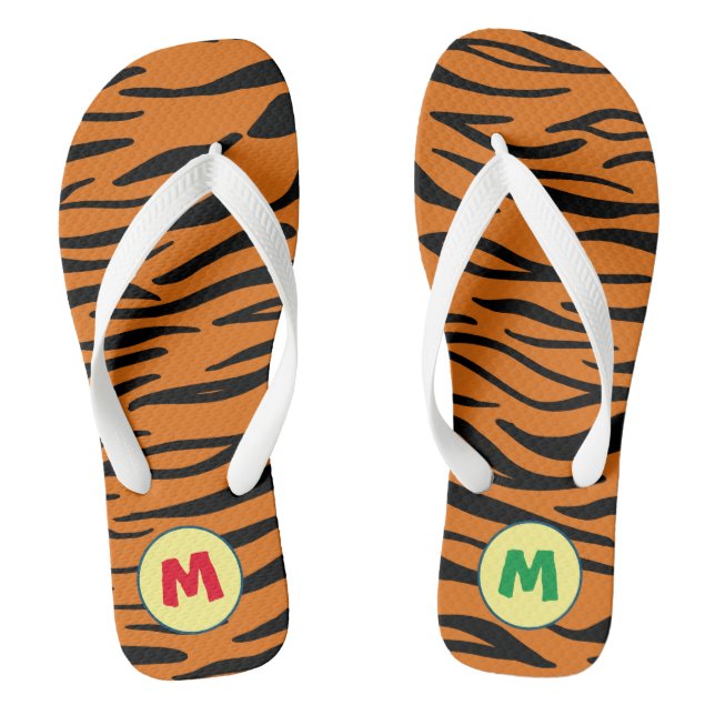 Modernes, einzigartiges Monogramm Tierdruck l Brow Flip Flops (Fußbett)