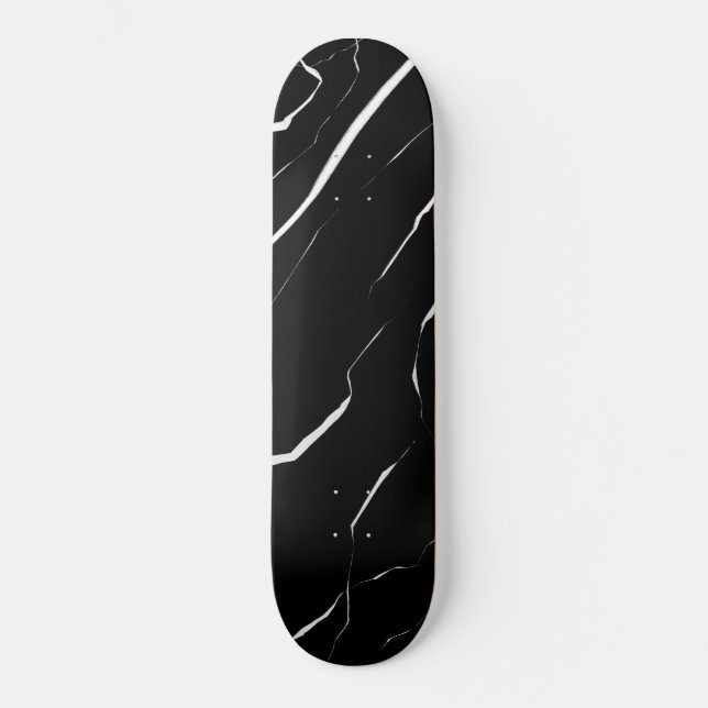Modernes, einzigartiges Muster aus weißem, schwarz Skateboard (Vorderseite)