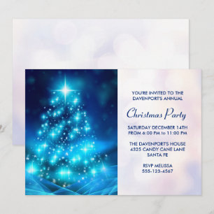 Modernes Electric Blue Christmas Tree Party Einladung