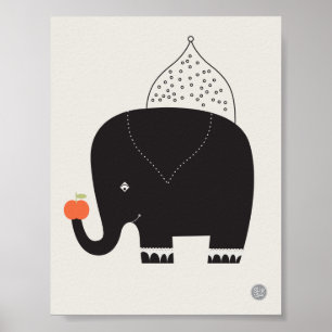 Modernes Elefant Kinderzimmer Poster - 11" x 8,5"