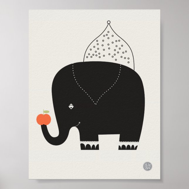 Modernes Elefant Kinderzimmer Poster - 11" x 8,5" (Vorne)