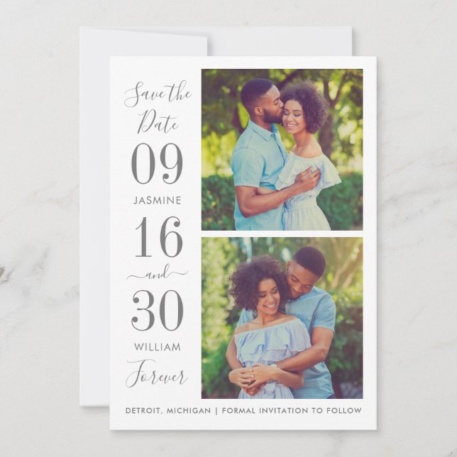 Modernes Elegance Charcoal Gray Wedding Foto Save The Date (Vorderseite)