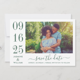 Modernes Elegance Emerald Green Wedding Foto Save The Date