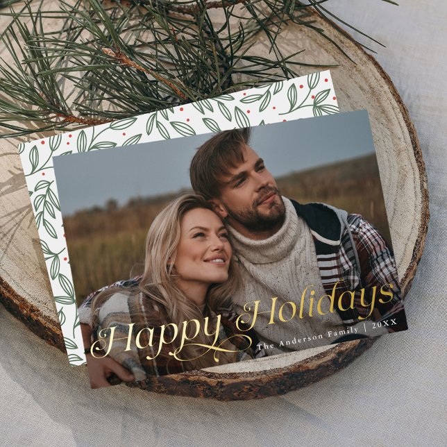 Modernes Elegance Happy Holidays Foto Folien Feiertagskarte (Von Creator hochgeladen)