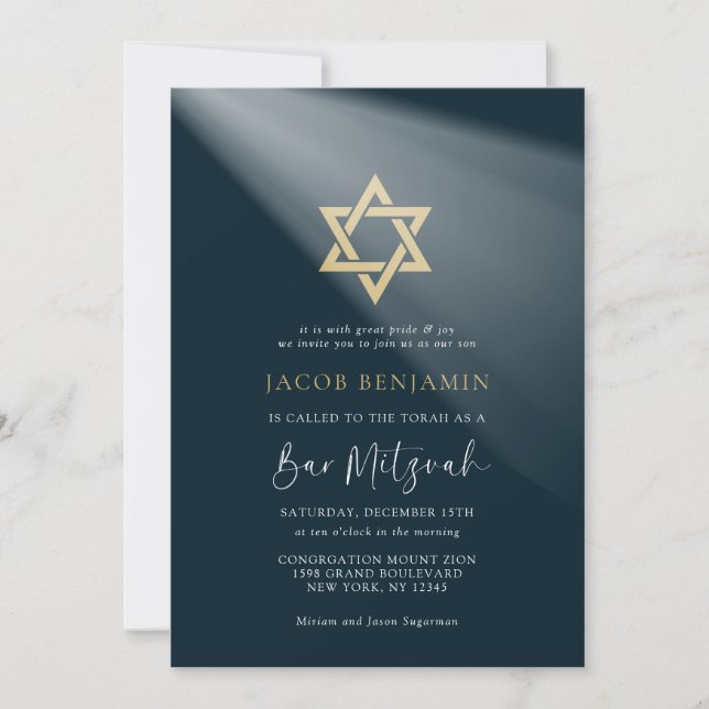 Modernes Elegant Bar Mitzvah Einladung (Vorderseite)