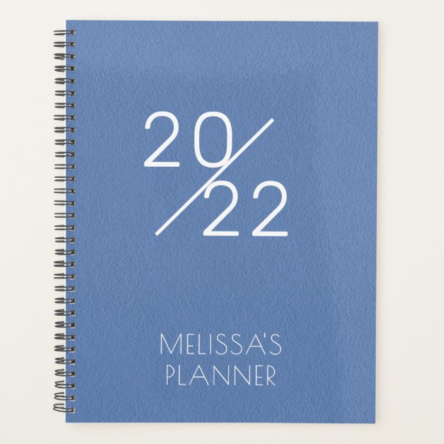 Modernes Elegant Blue Personalisiert 2022 Planer (Vorderseite)