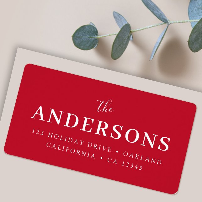 Modernes Elegant | Helle Red Christmas Address Adressaufkleber (Elegant return address labels by Guava, perfect for christmas, weddings and everyday mail)