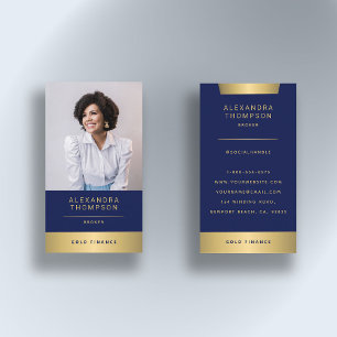 Modernes Elegant Navy Gold CEO Berufliches Foto Visitenkarte