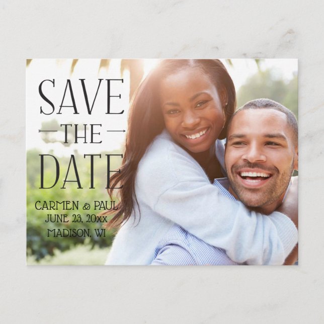 Modernes Elegant Save the Date Ankündigungspostkarte (Vorderseite)