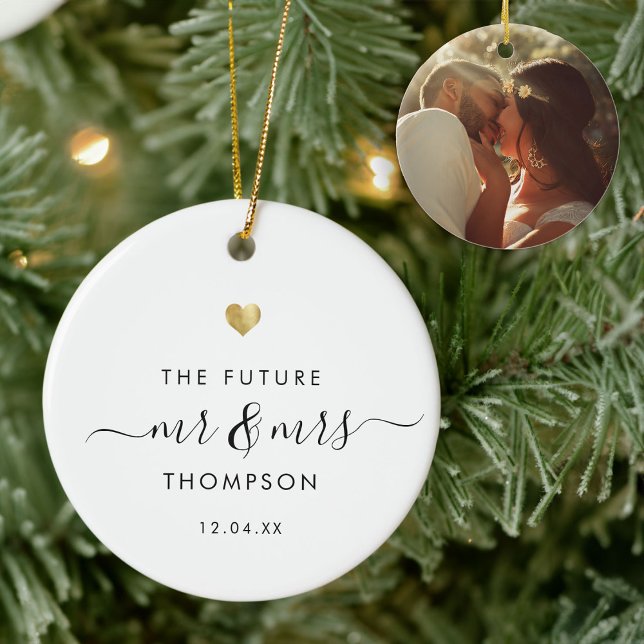 Modernes Elegant The Future Mr. Verlobung Gold Keramik Ornament (Von Creator hochgeladen)