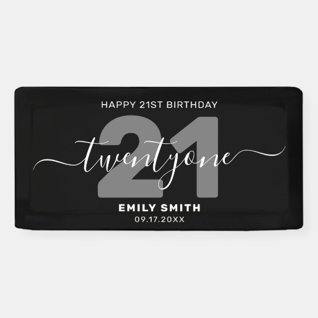Modernes Elegant zum 21. Geburtstag Banner (Horizontal)