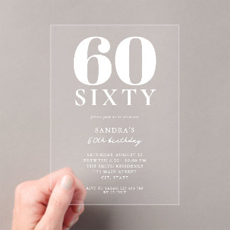 Modernes Elegant zum 60. Geburtstag Acryleinladungen