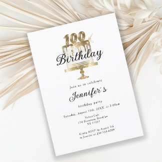 Modernes, elegantes 100. Einladung zum Geburtstag